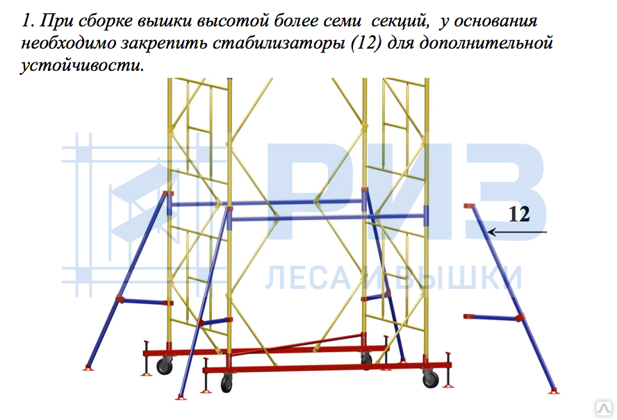 Вышка тура ВС-250/2.0 Базовый блок + 15 секций (19.5 м)