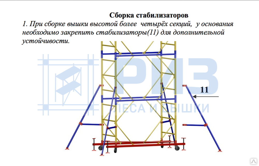 Вышка тура ВС-250/1.0х2.0 Базовый блок + 4 секции (6.4 м)