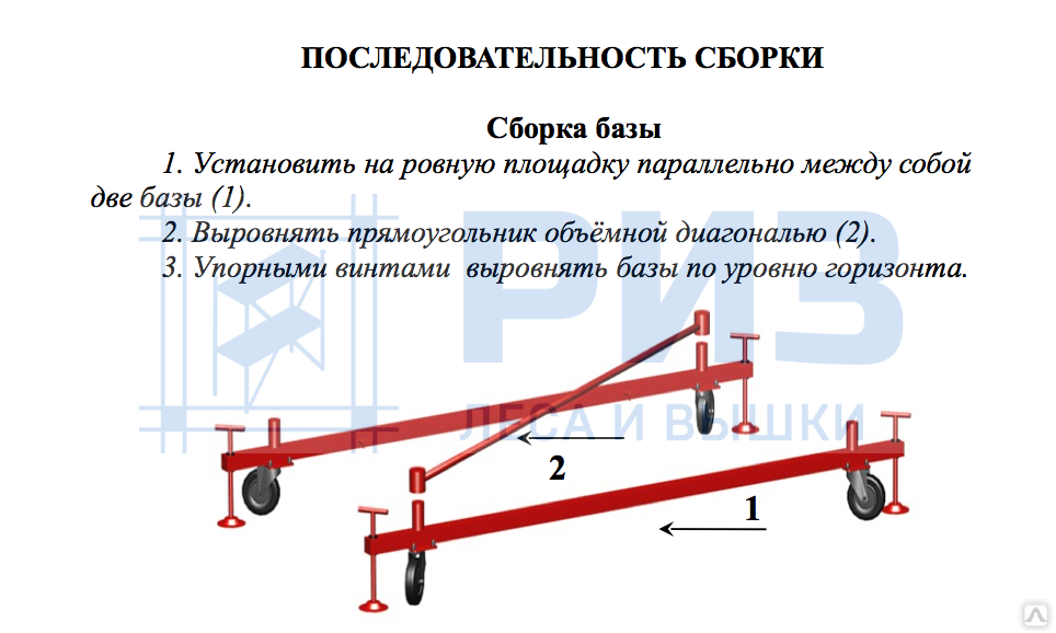 Вышка тура ВС-250/2.0 Базовый блок + 15 секций (19.5 м)